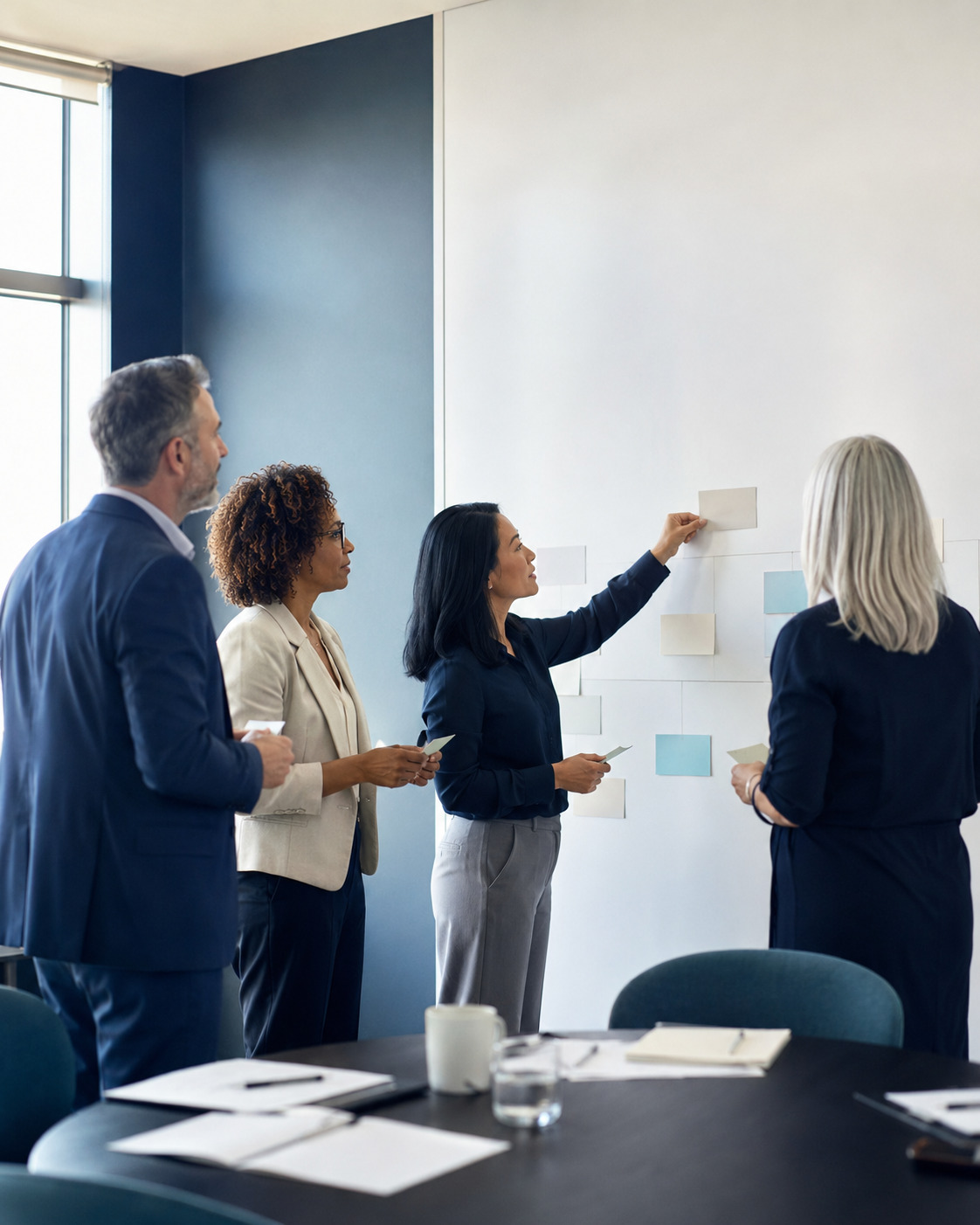 Unternehmensleiter bei der Überprüfung eines Beschaffungs-Workflows